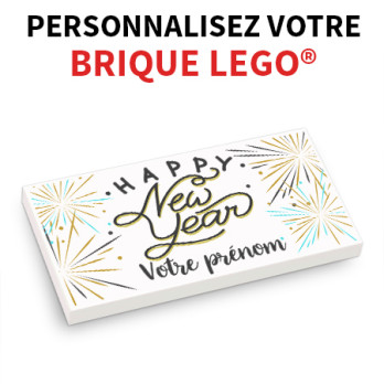 "Happy New Year" to personalize - printed on Lego® Brick 2X4 - White