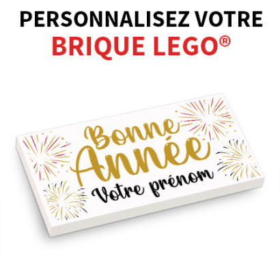 "Bonne Année" à personnaliser - imprimée sur Brique Lego® 2X4 - Blanc
