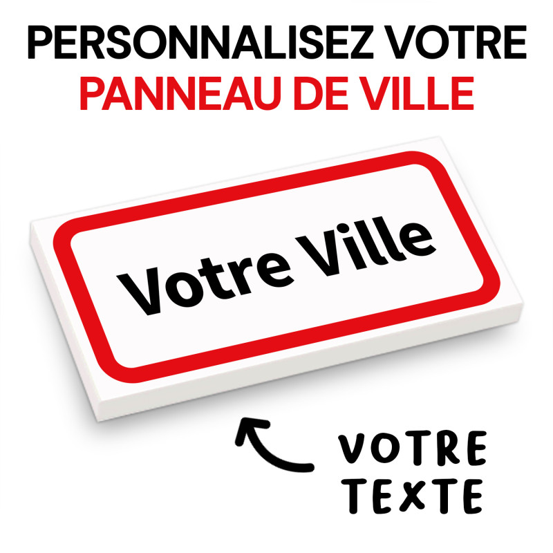 "City panel French" to personalize - printed on Lego® Brick 2X4 - White