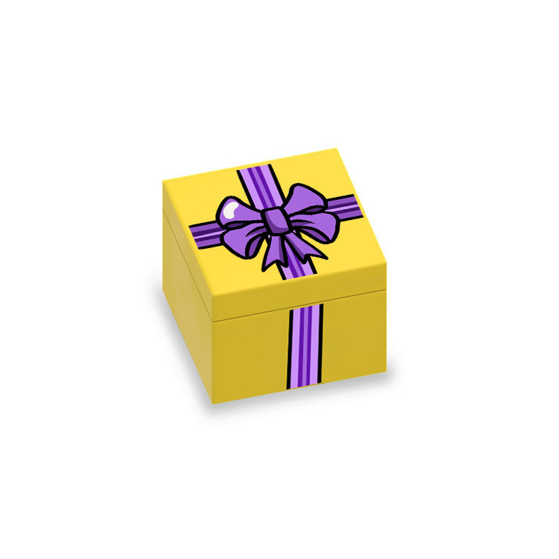 Cadeau imprimé sur Brique 2x2 Lego® - Jaune