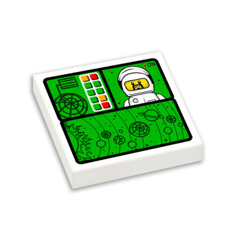 Dashboard printed on Lego® Brick 2x2 - White