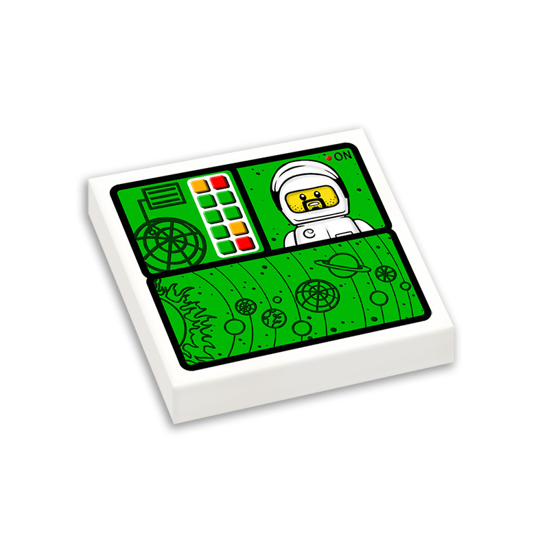 Dashboard printed on Lego® Brick 2x2 - White