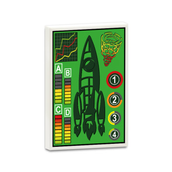 Tableau de bord fusée imprimé sur Brique Lego® 2x3 - Blanc