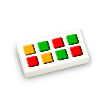 Boutons imprimé sur Brique Lego® 1x2 - Blanc