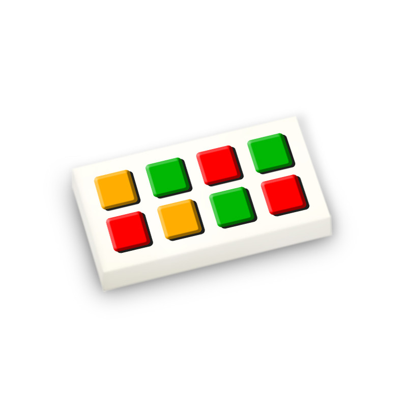 Boutons imprimé sur Brique Lego® 1x2 - Blanc