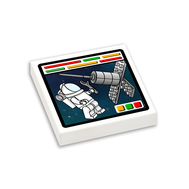 Réparation satellite imprimé sur Brique Lego® 2x2 - Blanc