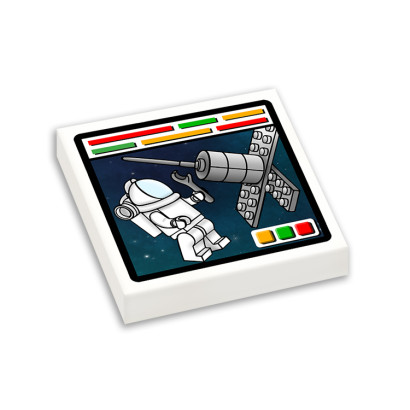 Réparation satellite imprimé sur Brique Lego® 2x2 - Blanc