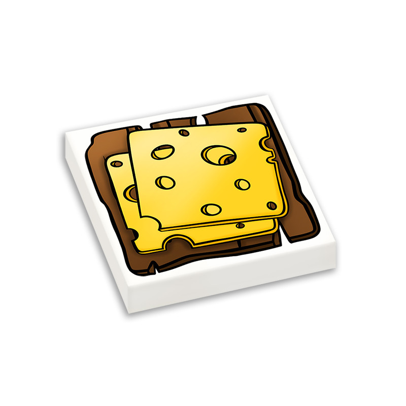Gruyere cheese printed on Lego® Brick 2x2 - White