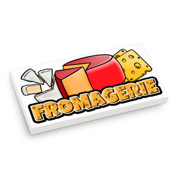 Enseigne "Fromagerie" imprimé sur Brique Lego® 2X4 - Blanc