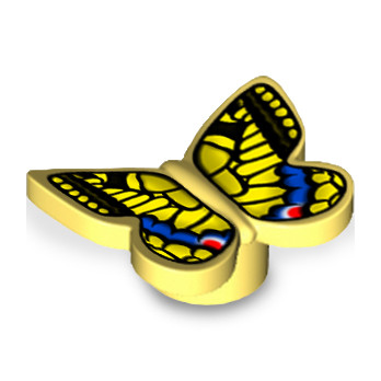 Papillon jaune imprimé sur pièce Lego® - Cool Yellow