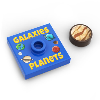 'Galaxies Planets' table printed on Lego® Brick 2x2 - Blue