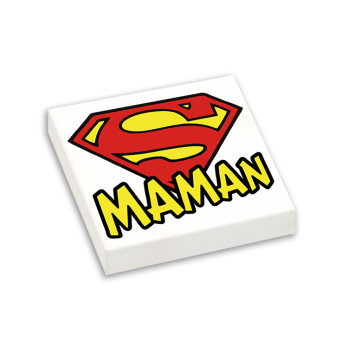 Super "Maman" printed on Lego® 2X2 brick - White
