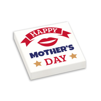 "Happy Mother's Day" imprimée sur brique Lego® 2X2 - Blanc