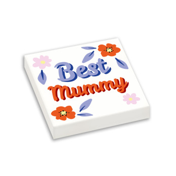 "Best Mummy" imprimée sur brique Lego® 2X2 - Blanc
