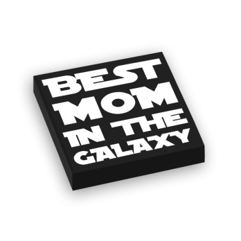 "Best Mom in the galaxy" imprimée sur brique Lego® 2X2 - Blanc