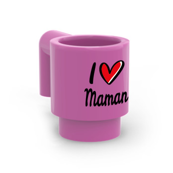 "I Love Maman" imprimée sur tasse Lego® - Rose